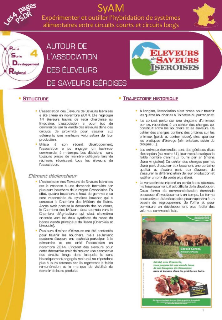 1 etude de cas autour de lassociation des eleveurs de saveur iséroise page 1